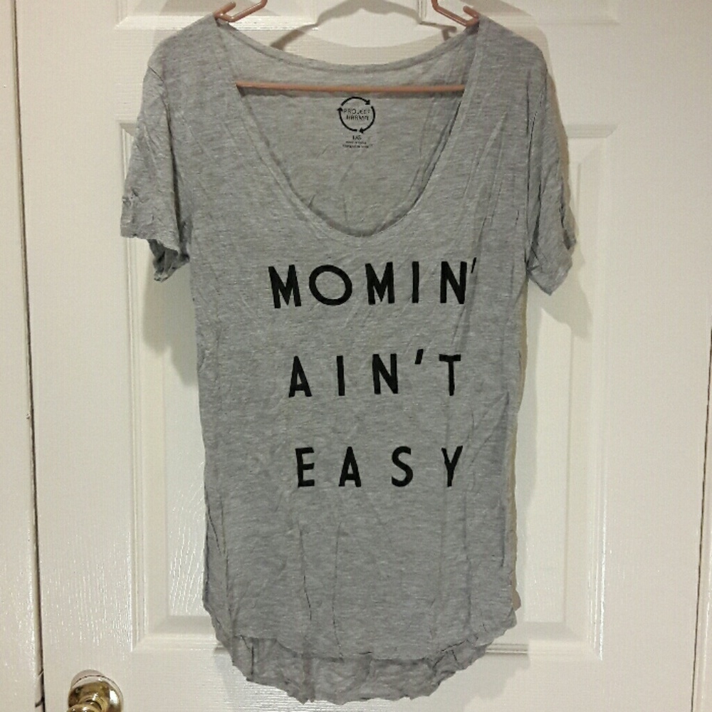 Grey Slouchy Mom T